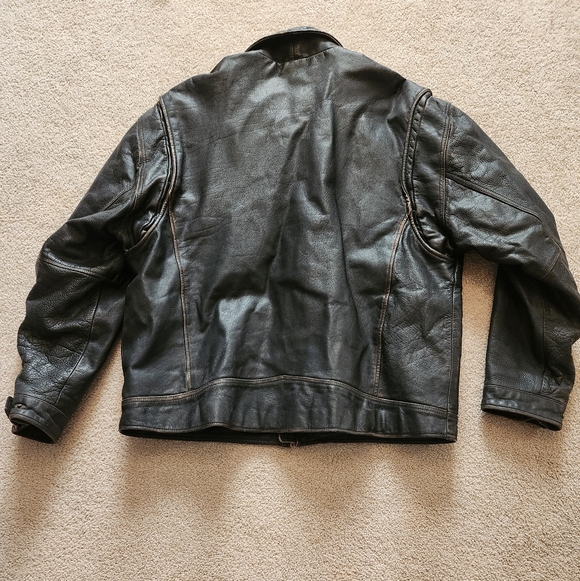 The Territory Ahead Vintage Men's Heavy Black Leather Bomber Jacket - Size XXL - Picture 6 of 14